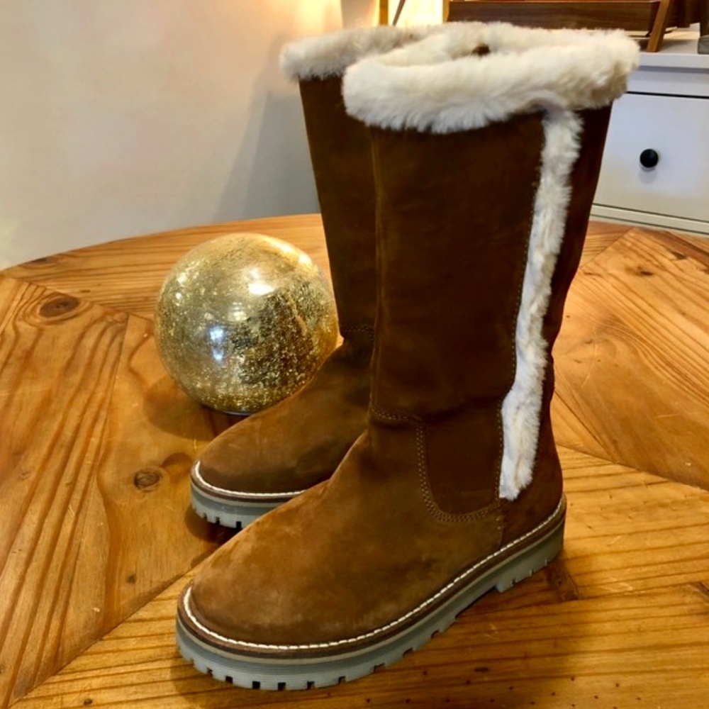 Zara girls brown leather lined tall boots - Picture 9 of 16